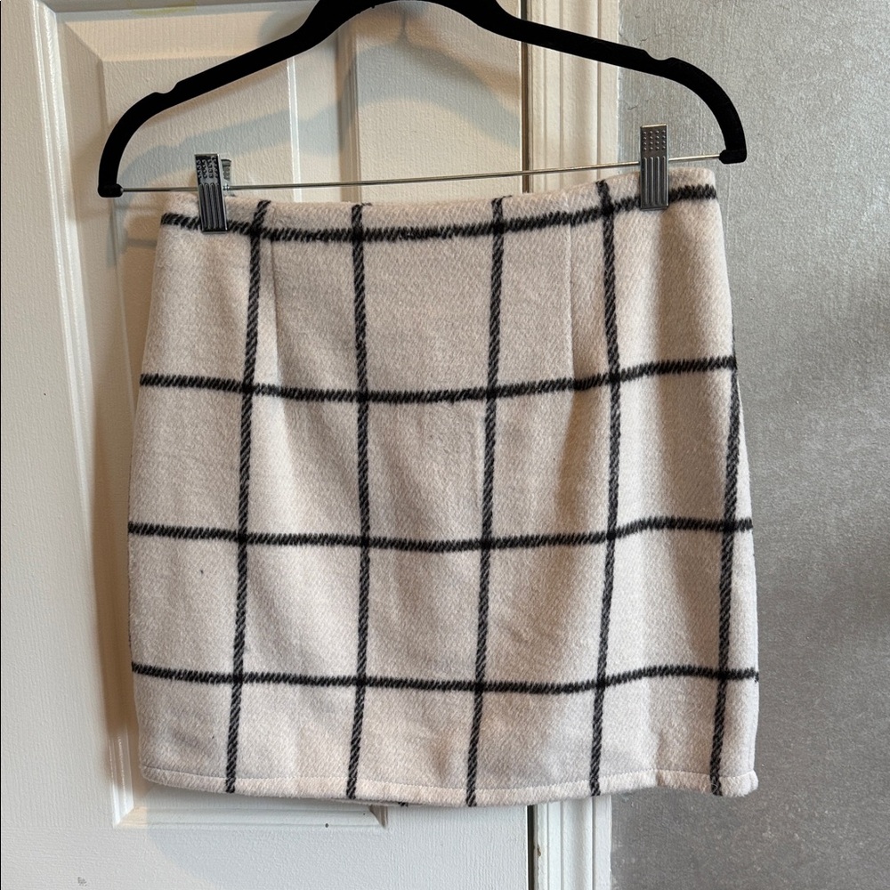 REVOLVE Checkered Cream and Black Mini Skirt